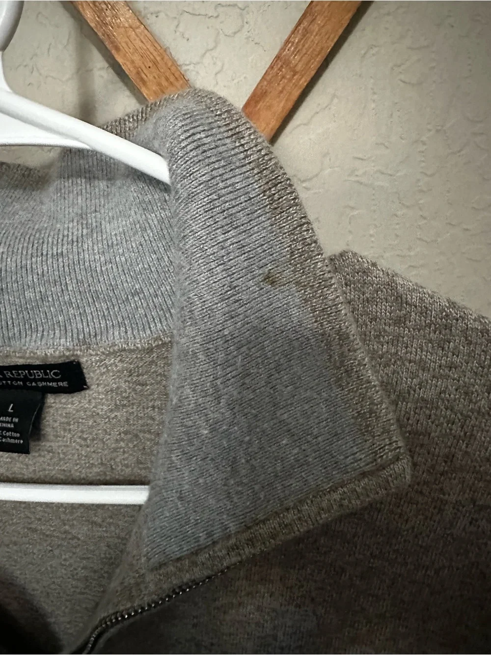 Banana Republic Cashmere Blend Gray Half-Zip Mock Neck Sweater
